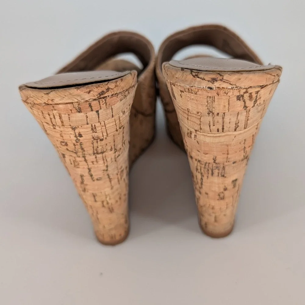 Charles David Amilia‎ Cork Wedge Women 9.5 Natural Platform Slide Boho Chic Y2K